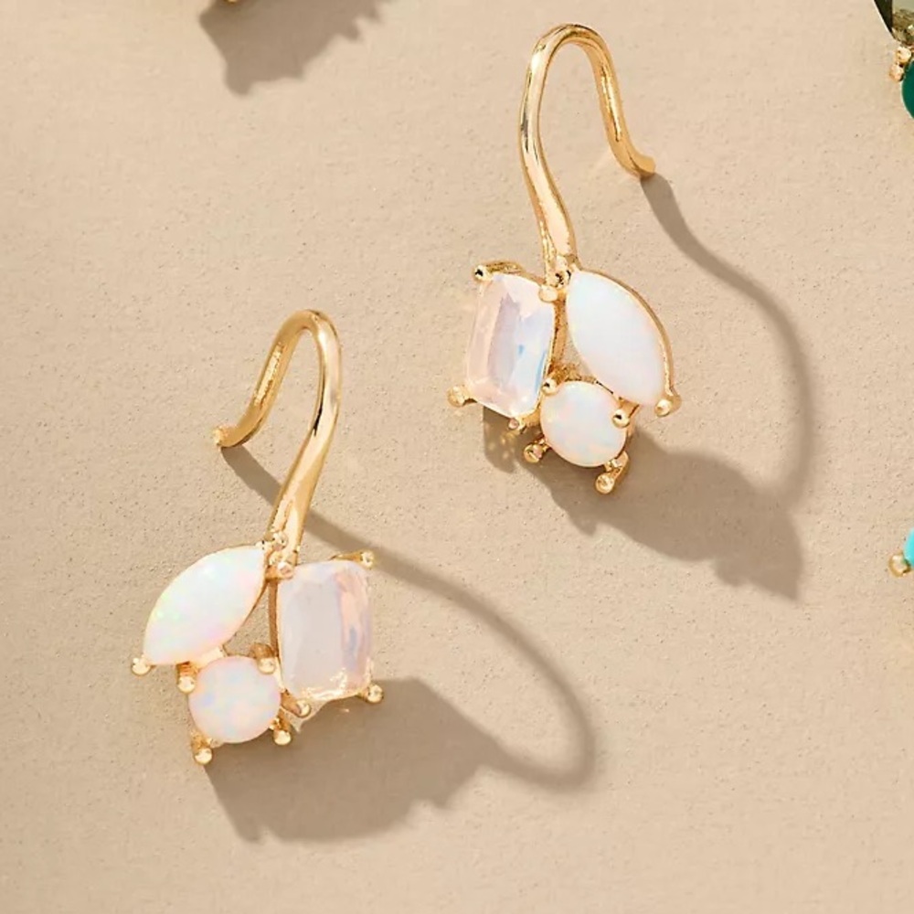 Anthropologie Crystal Cluster Earrings - NWT - Ivory